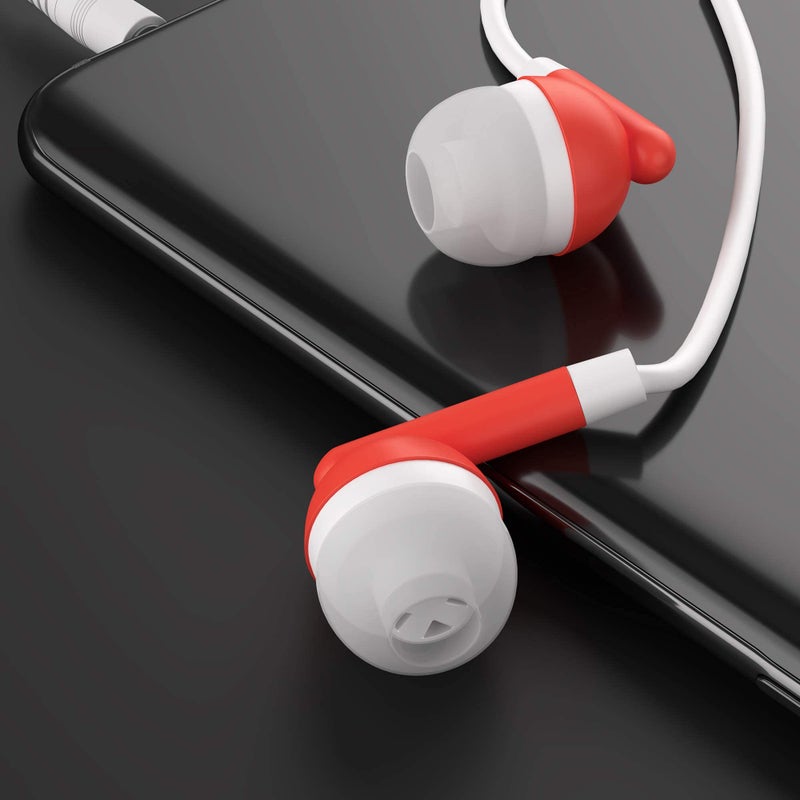Maeline Bulk Earbuds with 3.5 mm Headphone Plug - 10 Pack - Red - Image 5